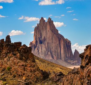 A portrait of Shiprock pinnacle in New Mexico on the Navajo Nation